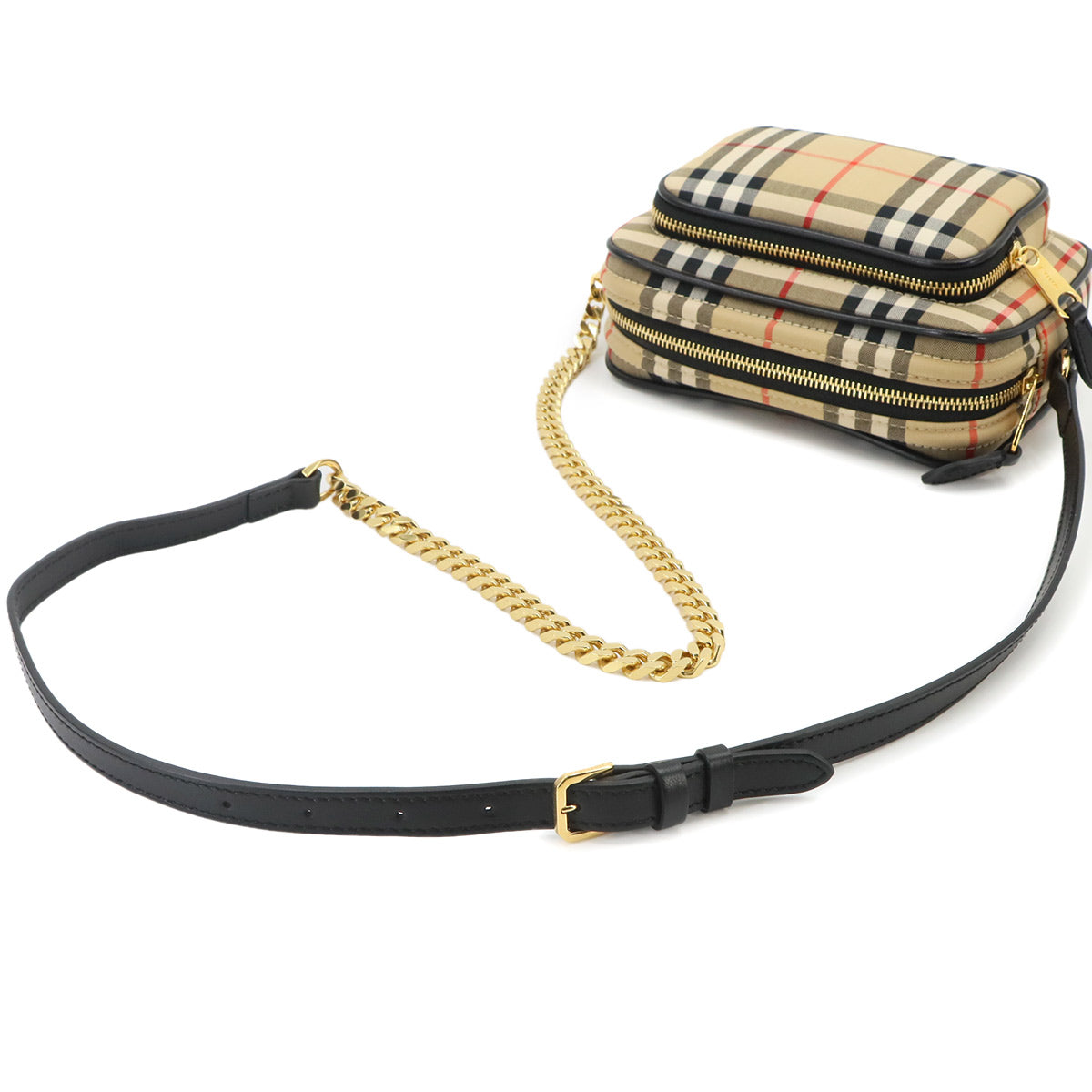 Shoulder Bag Leather Canvas Beige 8015946 Purse