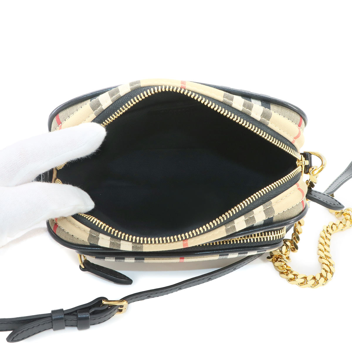 Shoulder Bag Leather Canvas Beige 8015946 Purse