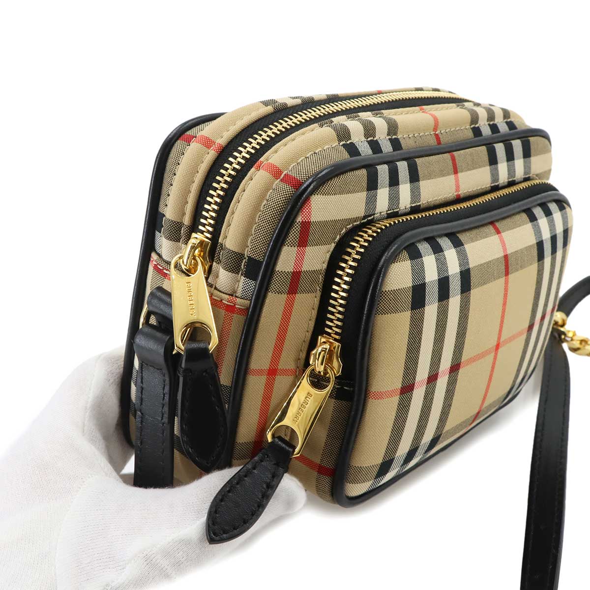 Shoulder Bag Leather Canvas Beige 8015946 Purse