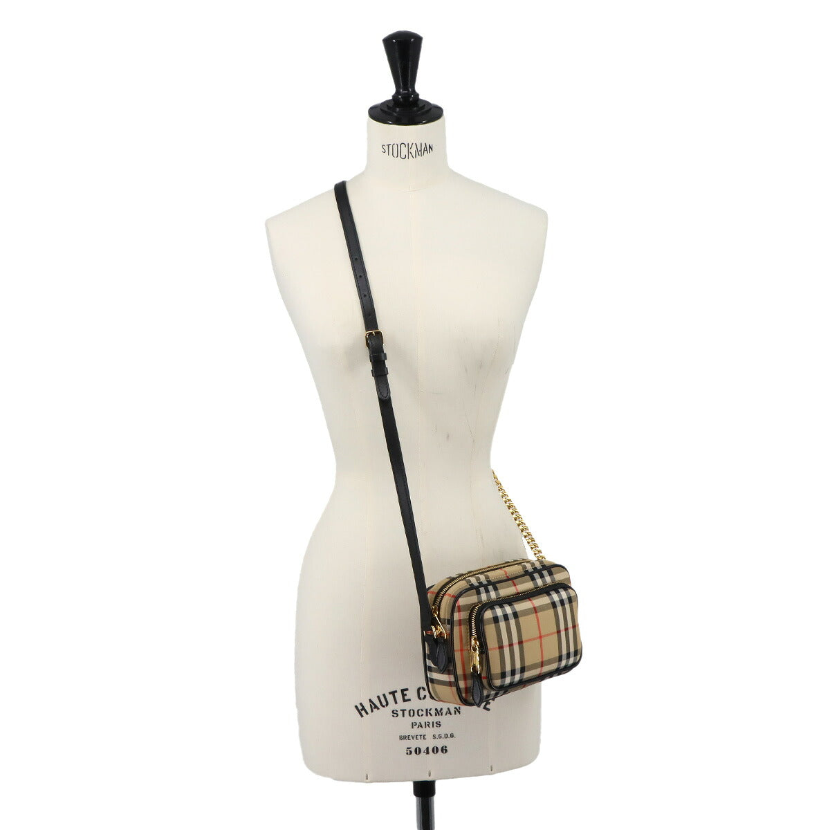 Shoulder Bag Leather Canvas Beige 8015946 Purse