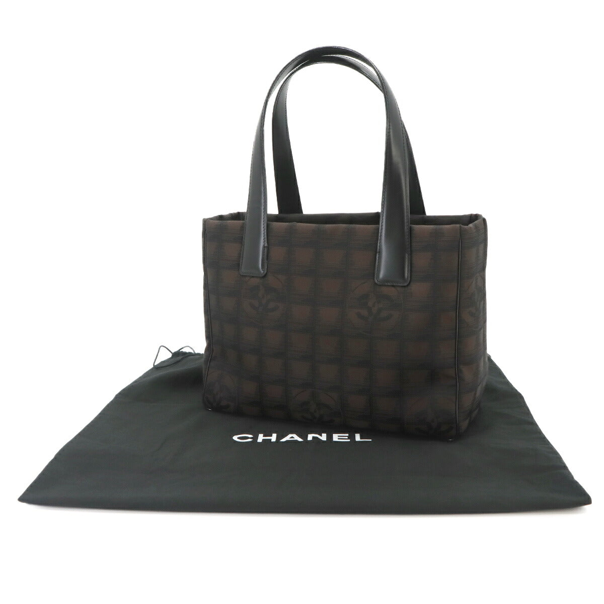 New Travel Line Tote PM Bag Nylon Jacquard Leather Brown A20457