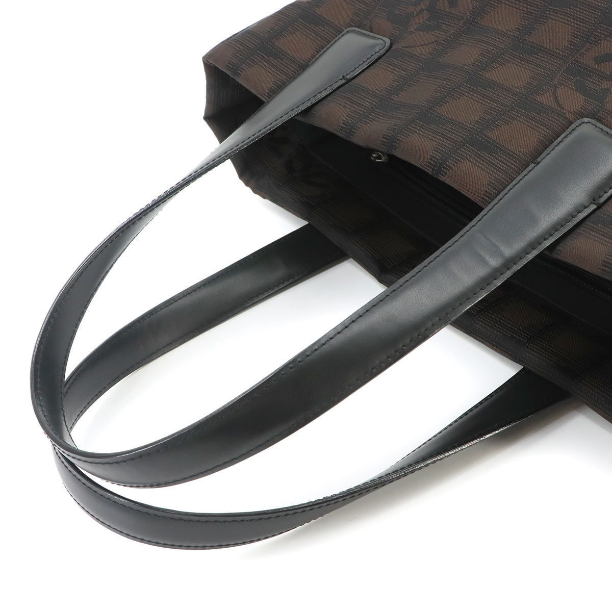 New Travel Line Tote PM Bag Nylon Jacquard Leather Brown A20457