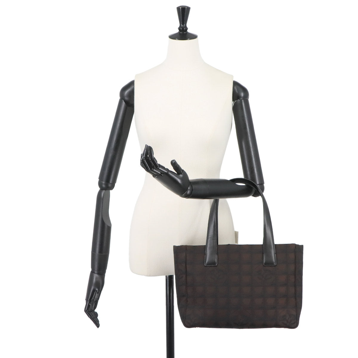 New Travel Line Tote PM Bag Nylon Jacquard Leather Brown A20457