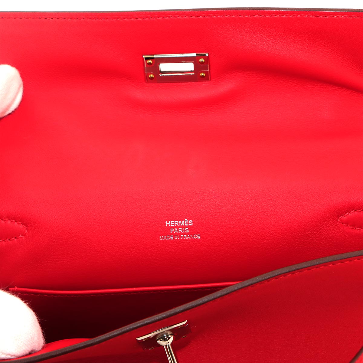 Pochette Kelly Veau Swift Leather Rouge Radieux Hand Bag
