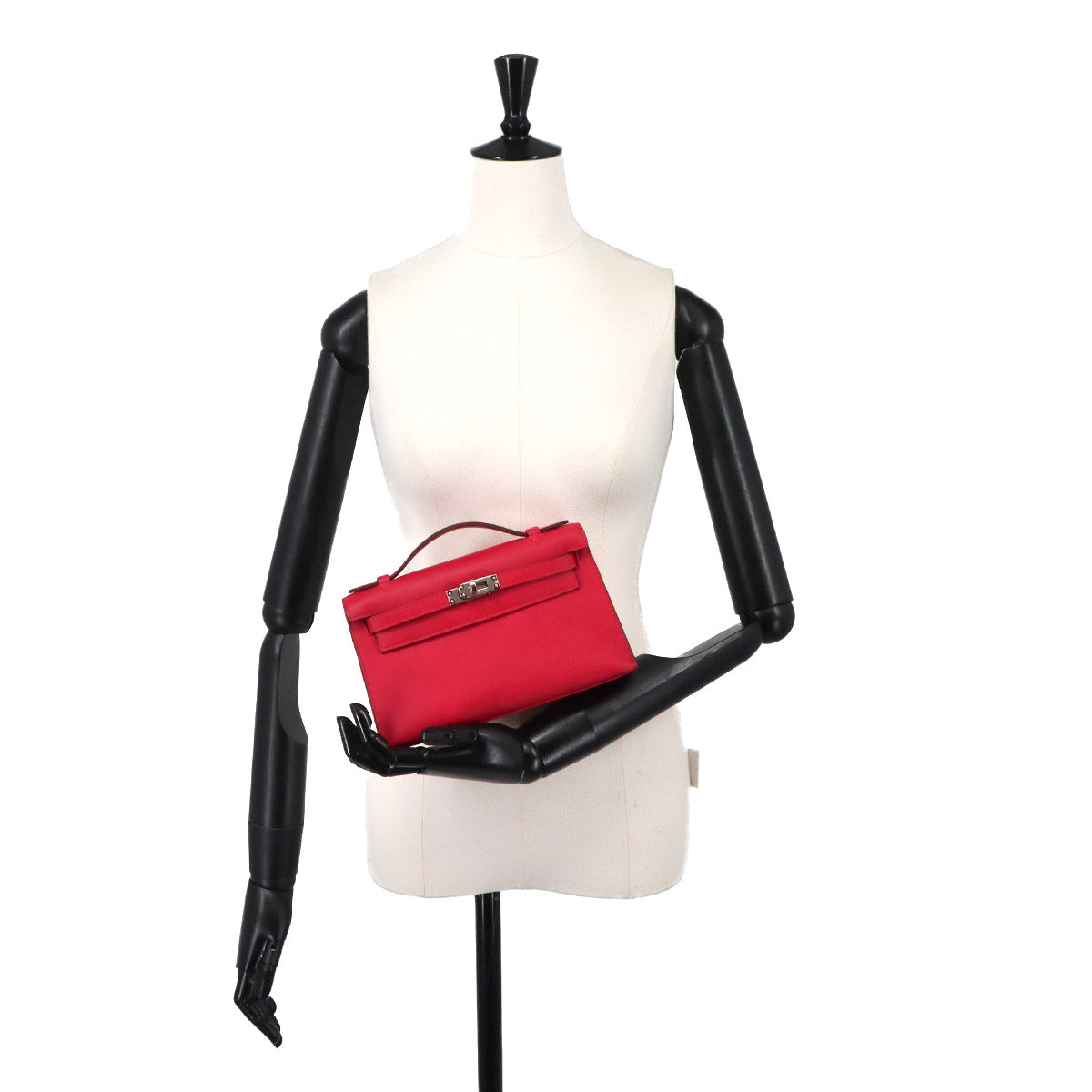 Pochette Kelly Veau Swift Leather Rouge Radieux Hand Bag
