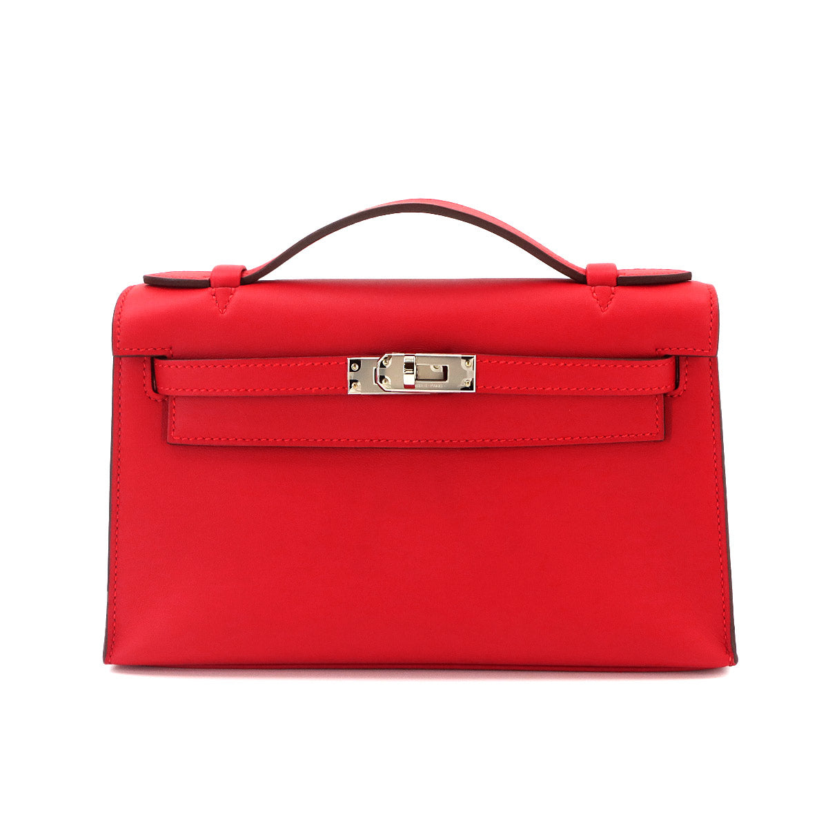 Pochette Kelly Veau Swift Leather Rouge Radieux Hand Bag
