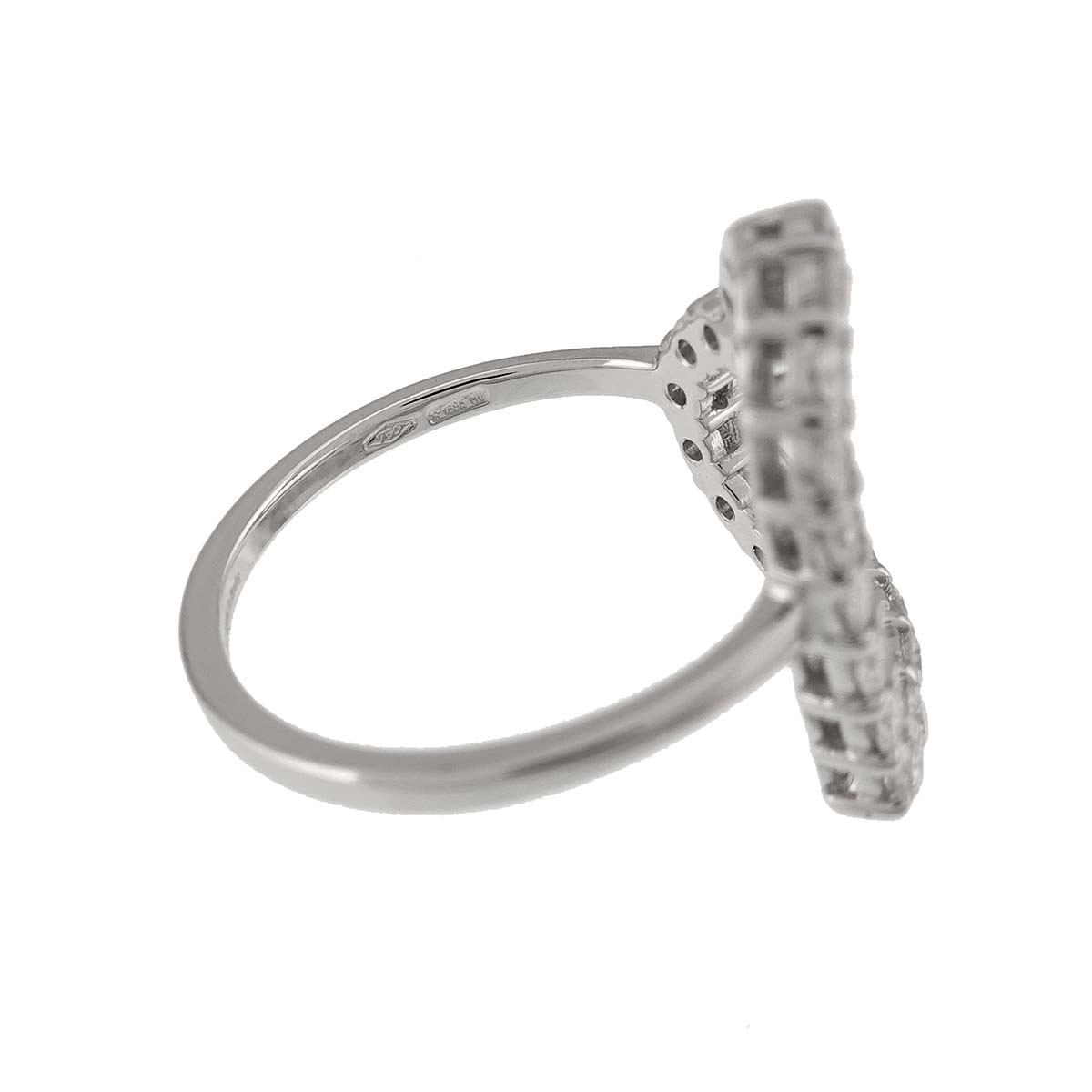 Heart Ring Diamond 18K K18 WG 750 size9 4.75-5(US)