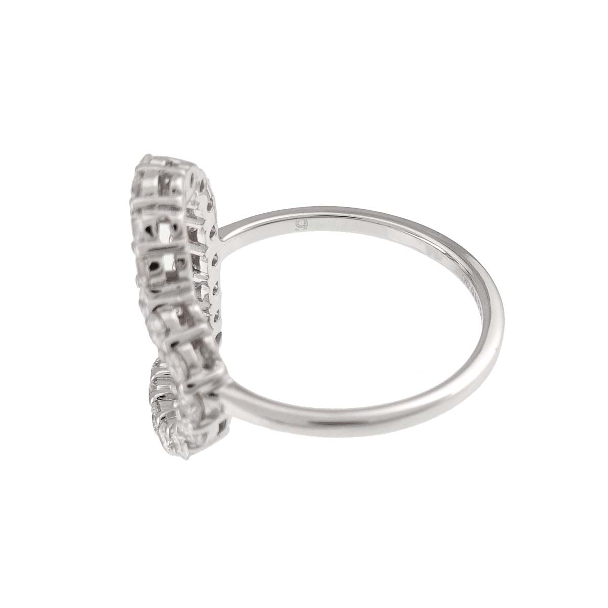 Heart Ring Diamond 18K K18 WG 750 size9 4.75-5(US)