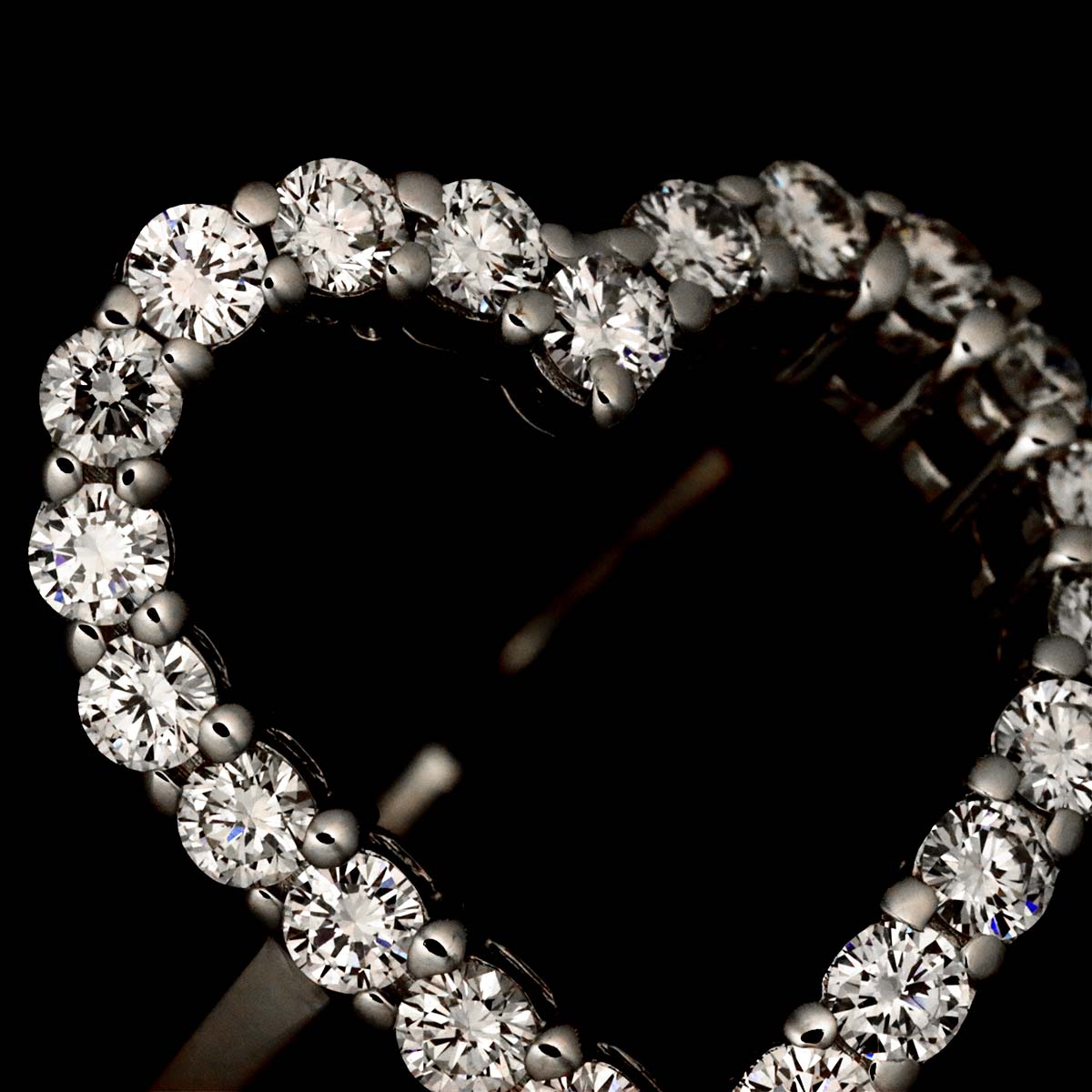 Heart Ring Diamond 18K K18 WG 750 size9 4.75-5(US)