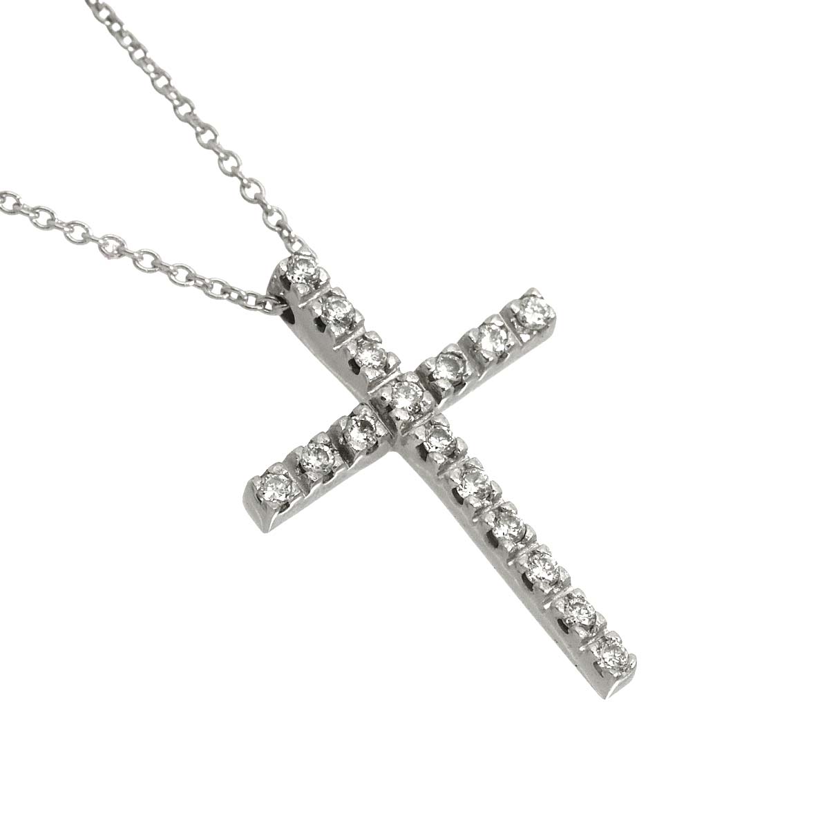 Diamond 0.16ct Cross Necklace 18K WG 750