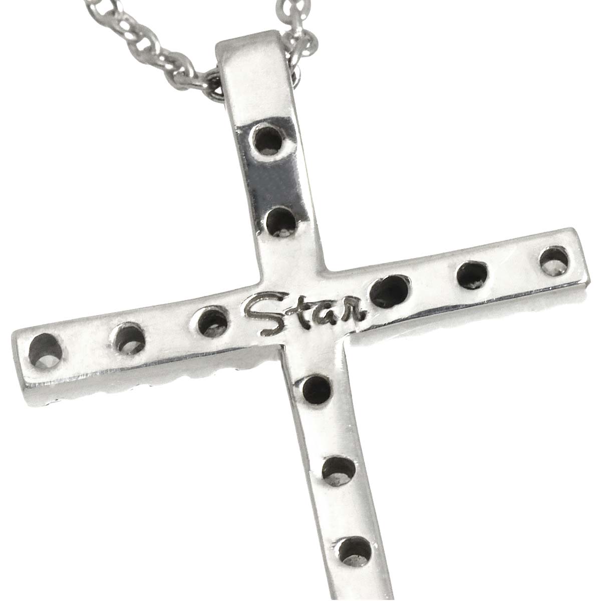 Diamond 0.16ct Cross Necklace 18K WG 750