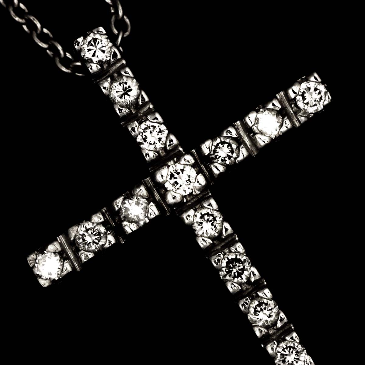 Diamond 0.16ct Cross Necklace 18K WG 750