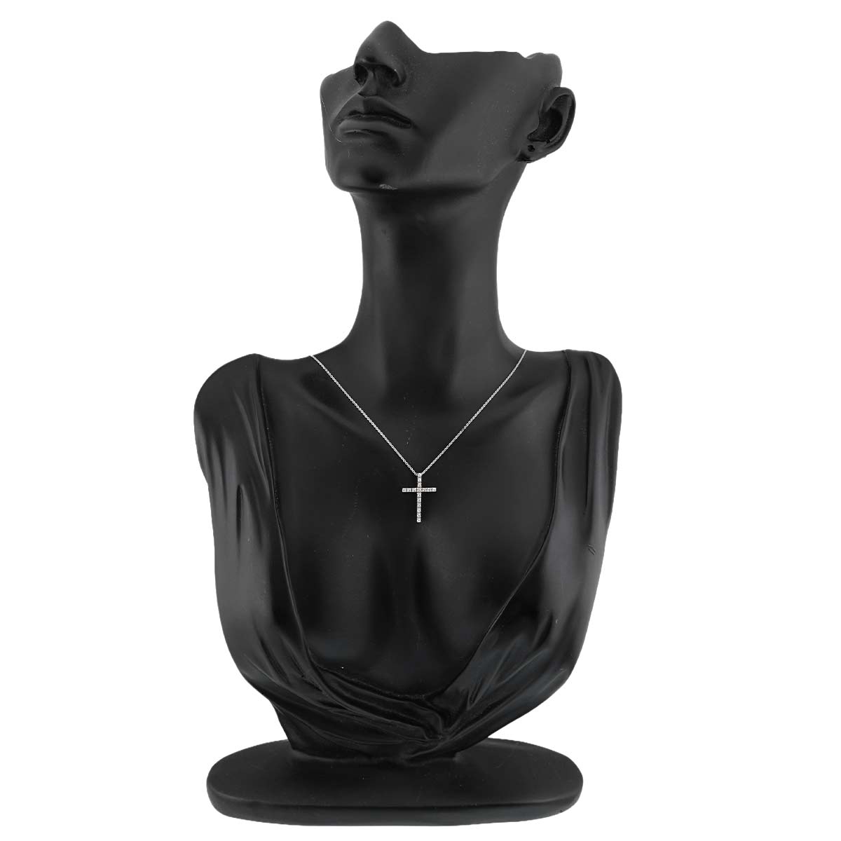 Diamond 0.16ct Cross Necklace 18K WG 750