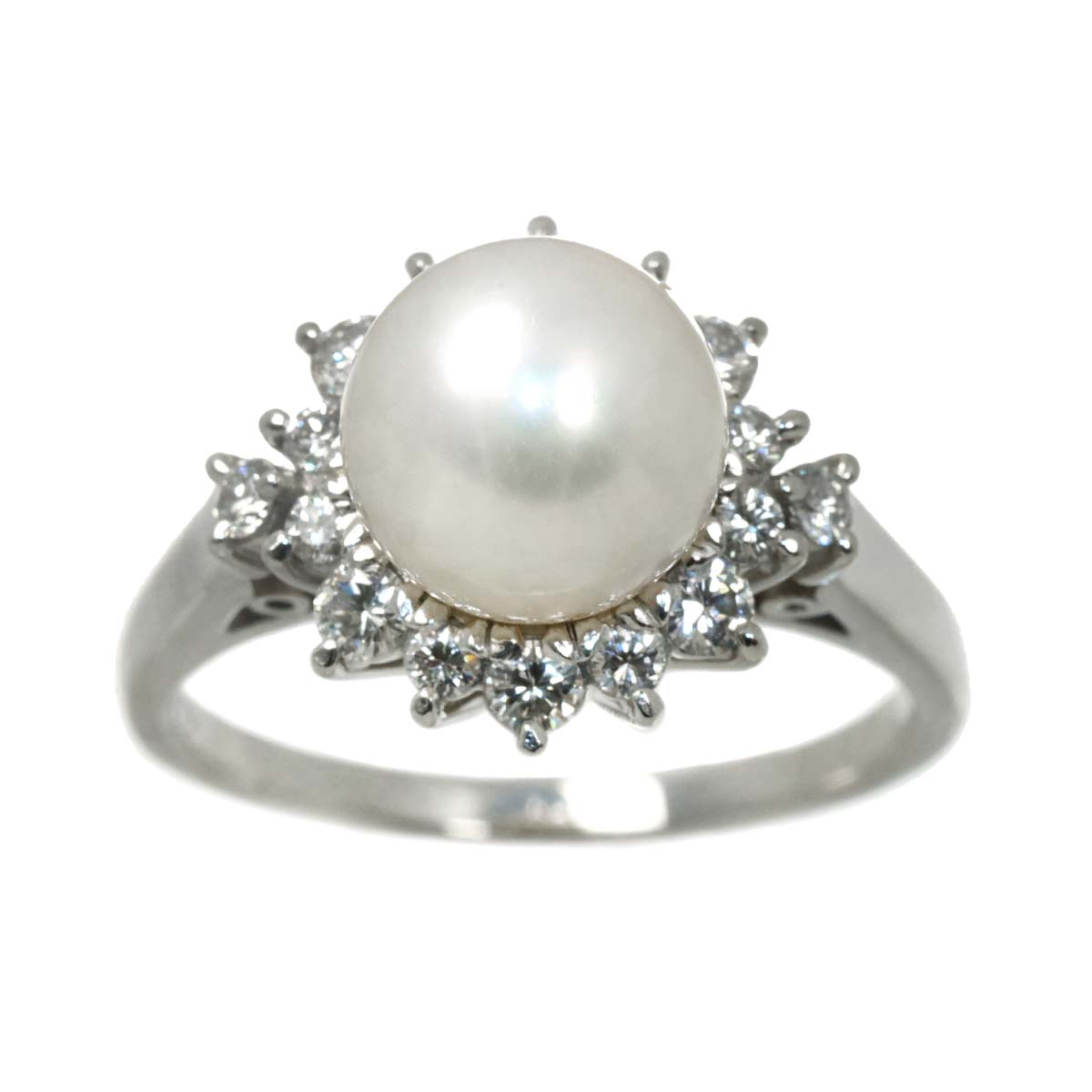 Akoya Pearl 8.8mm Diamond 0.51ct Ring Pt size6.75-7.25(US)