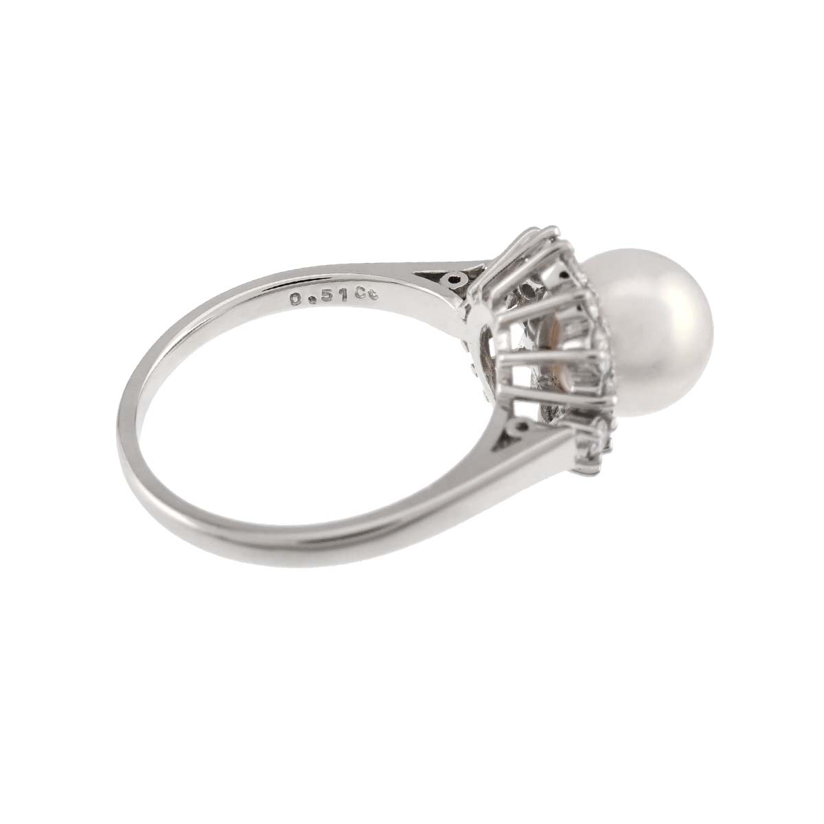 Akoya Pearl 8.8mm Diamond 0.51ct Ring Pt size6.75-7.25(US)