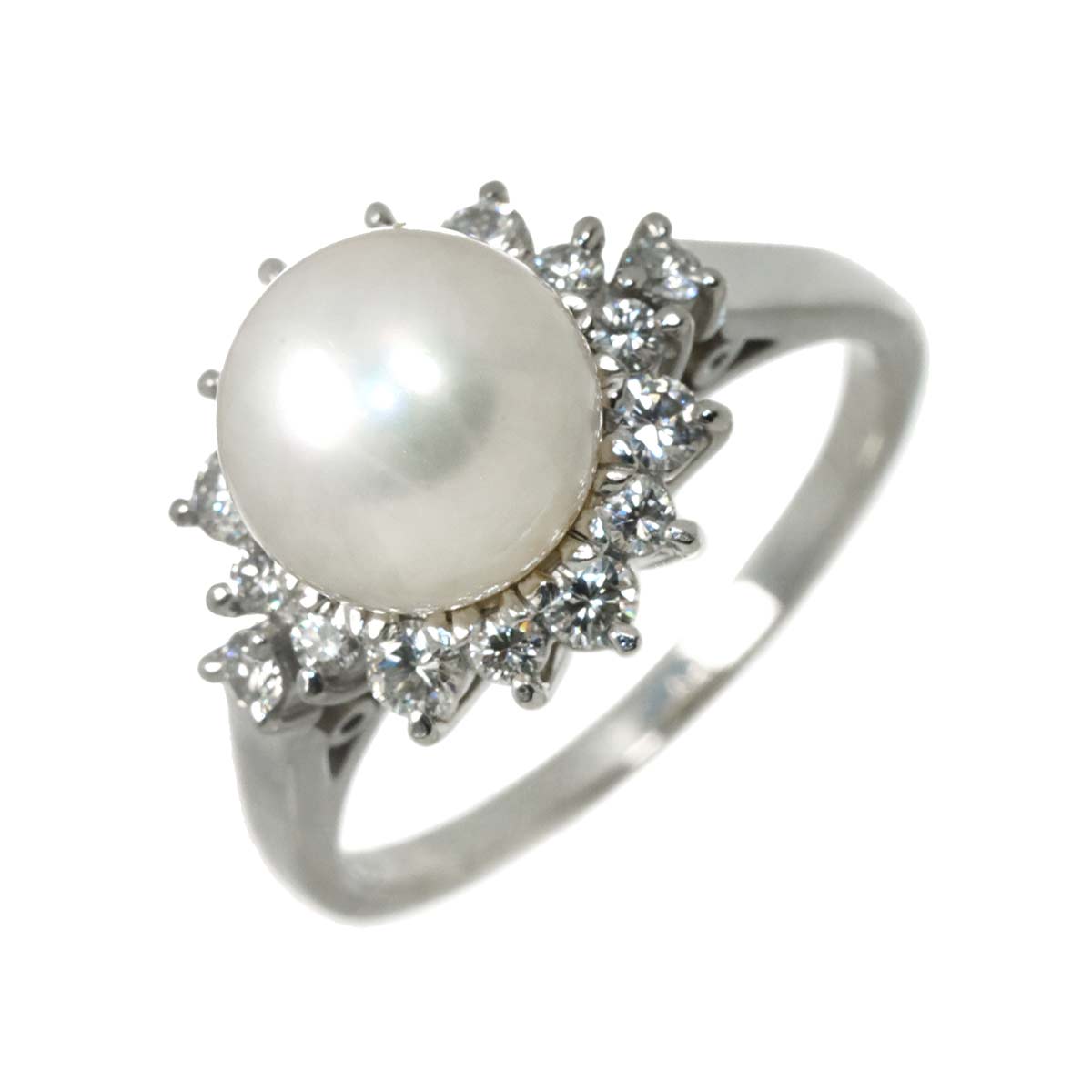 Akoya Pearl 8.8mm Diamond 0.51ct Ring Pt size6.75-7.25(US)