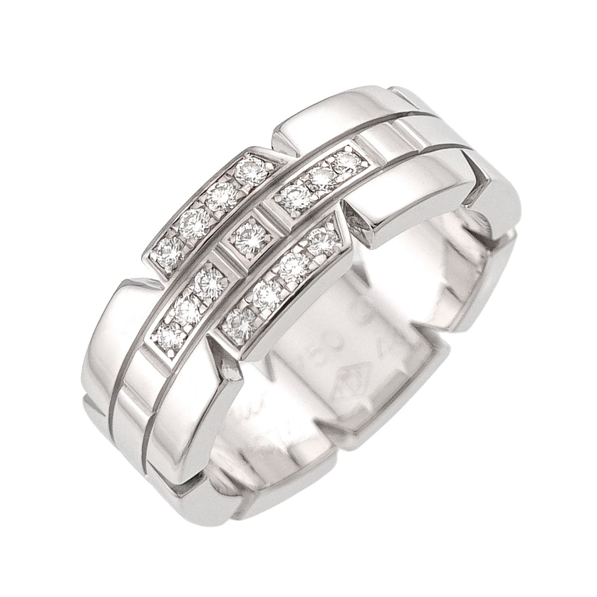 Tank Ring Diamond 18K White Gold 750 size48 4-4.5(US)