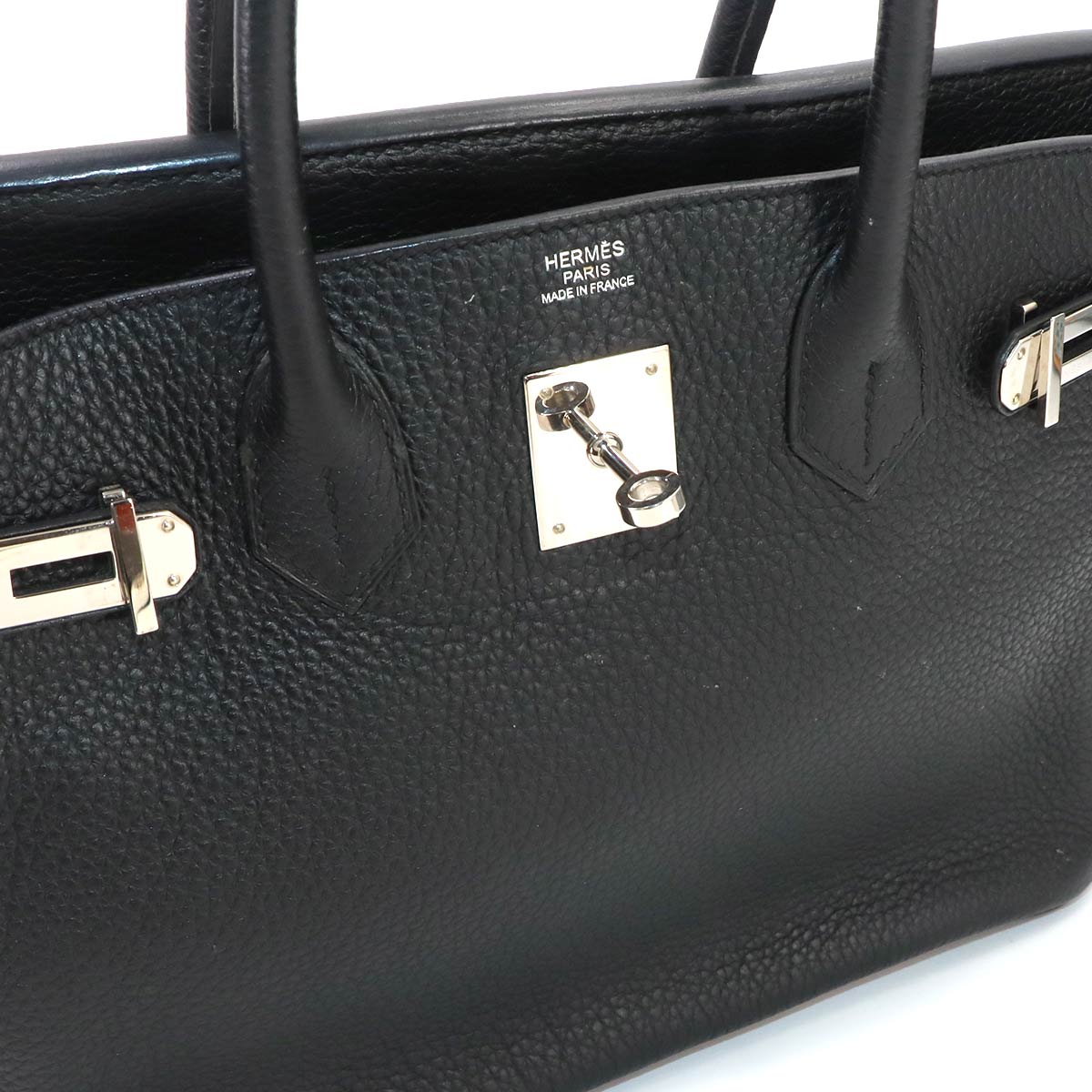 Birkin 30 Taurillon Clemence Black Hand Bag Purse