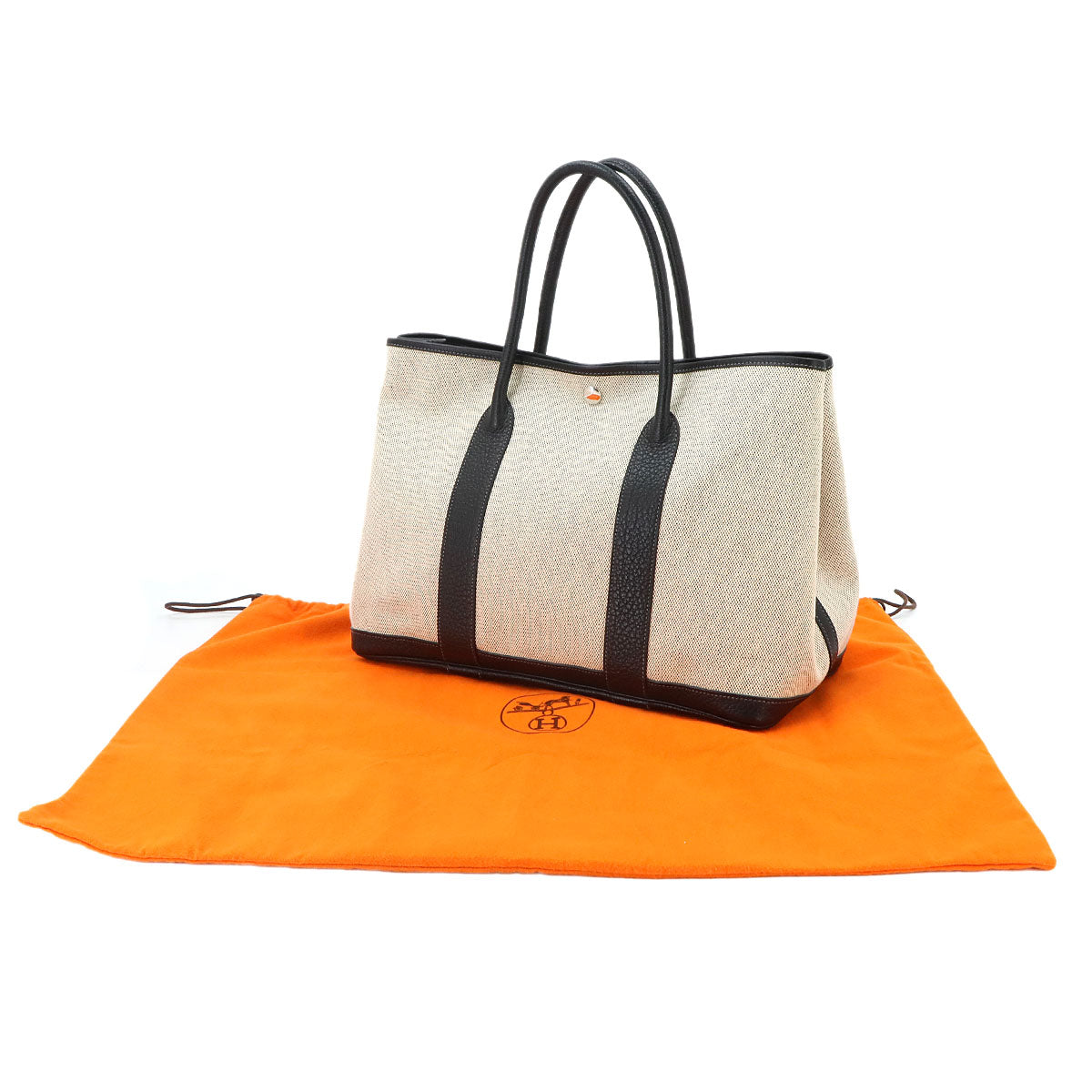 Garden Party PM Tote Bag Toile H Leather Black Gray