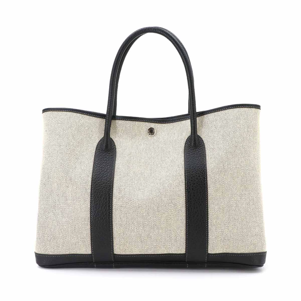 Garden Party PM Tote Bag Toile H Leather Black Gray
