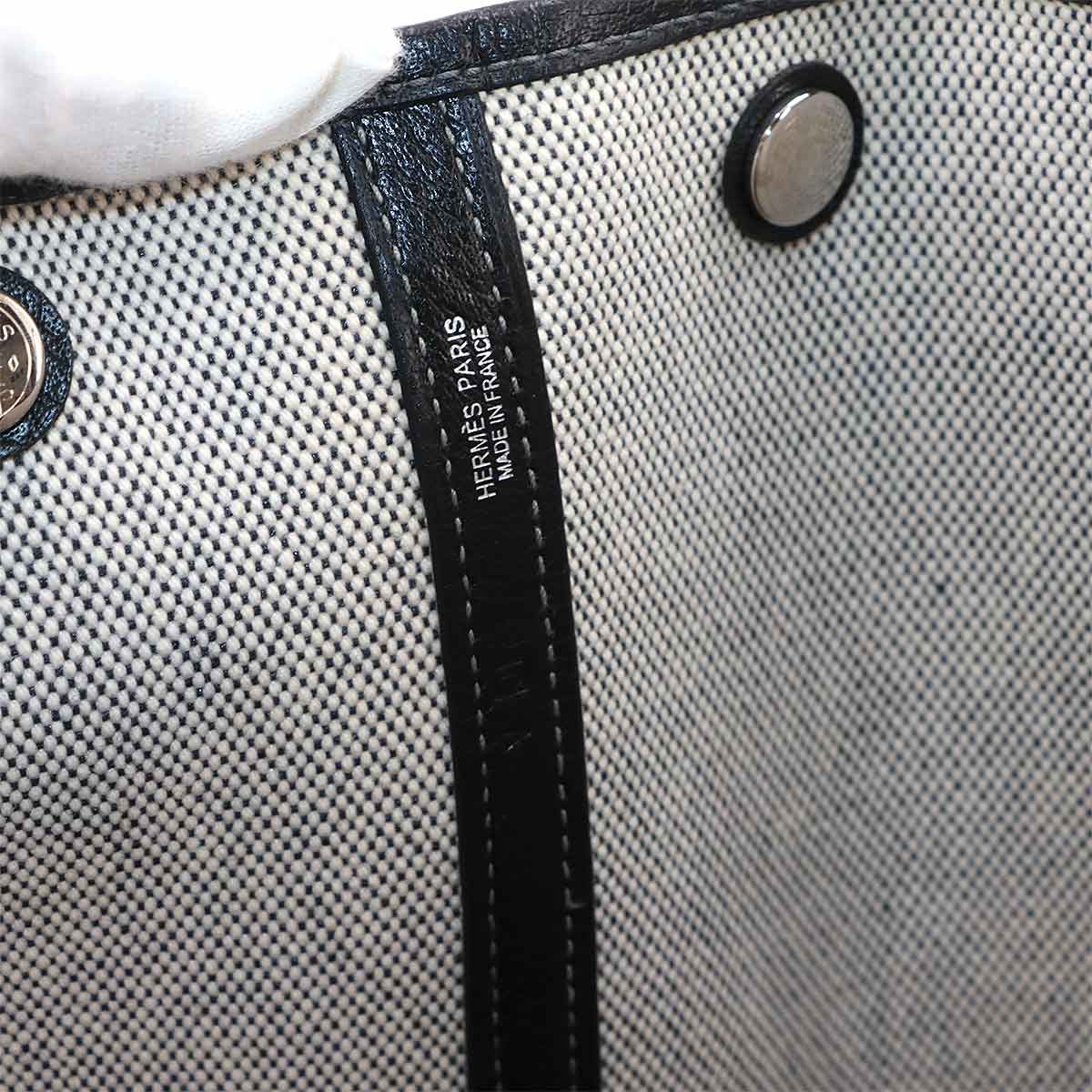 Garden Party PM Tote Bag Toile H Leather Black Gray