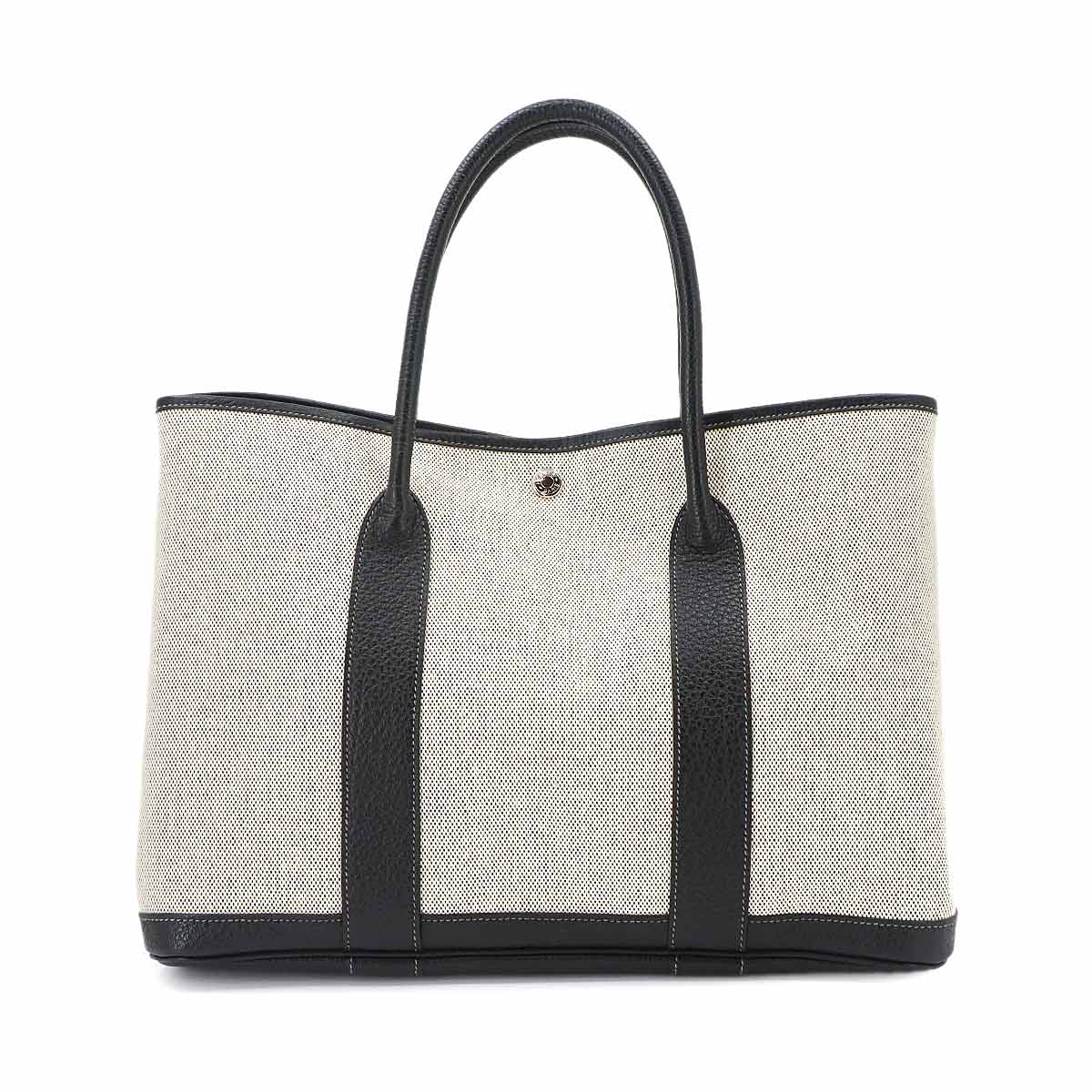 Garden Party PM Tote Bag Toile H Leather Black Gray
