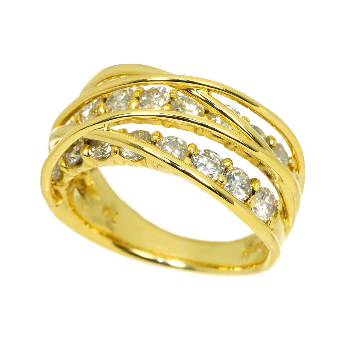 Diamond 1.36ct Ring 18K K18 YG Yellow Gold 750 size5.25-5.5(US)