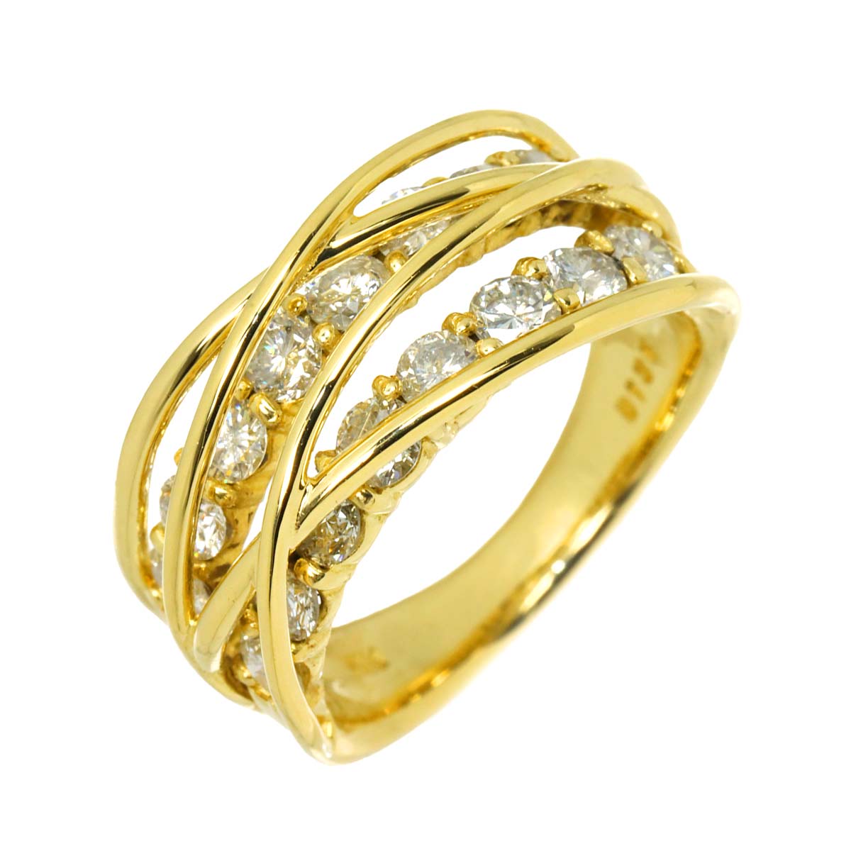Diamond 1.36ct Ring 18K K18 YG Yellow Gold 750 size5.25-5.5(US)