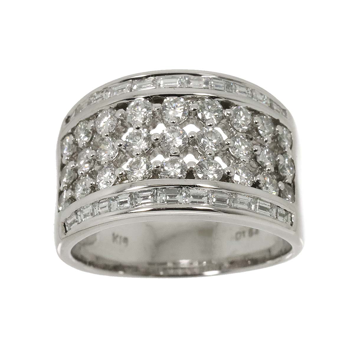 Diamond 1.64ct Ring 18K K18 WG White Gold size6(US)