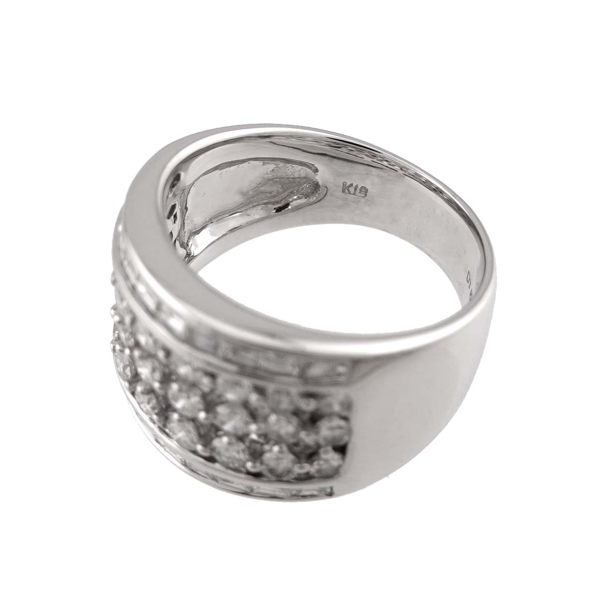 Diamond 1.64ct Ring 18K K18 WG White Gold size6(US)