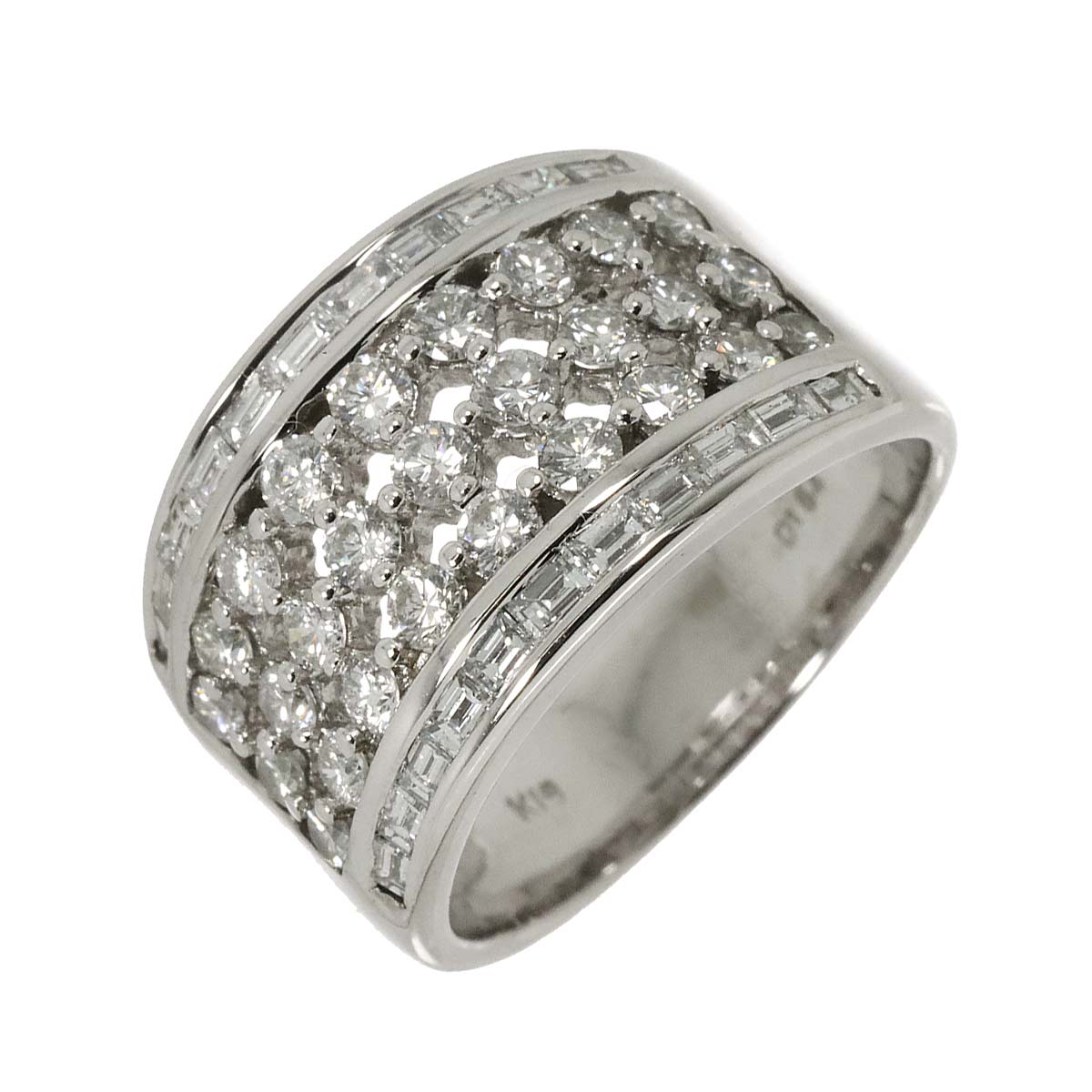 Diamond 1.64ct Ring 18K K18 WG White Gold size6(US)