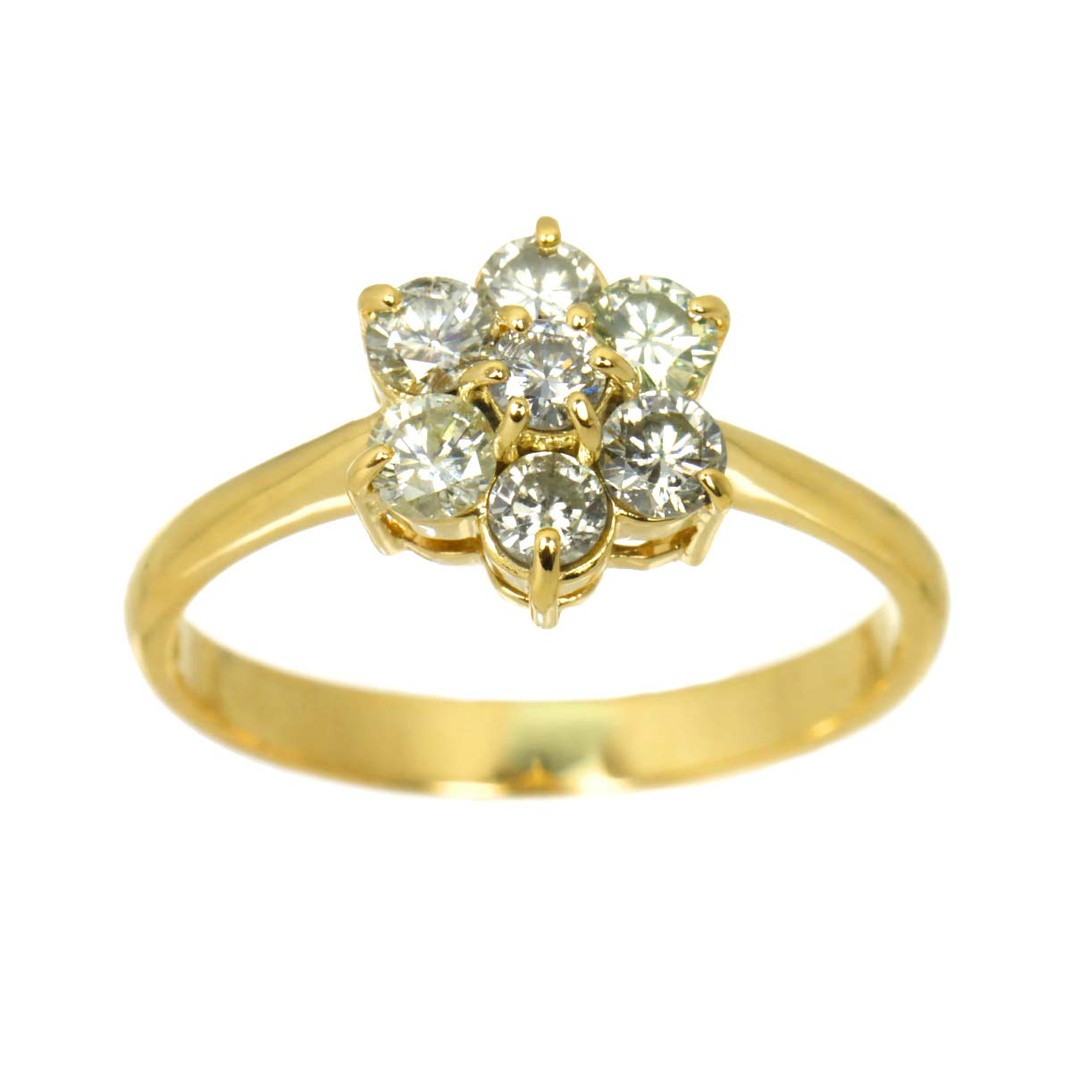 Diamond 0.50ct Ring 18K YG Yellow Gold 750 Size4.5-4.75(US)