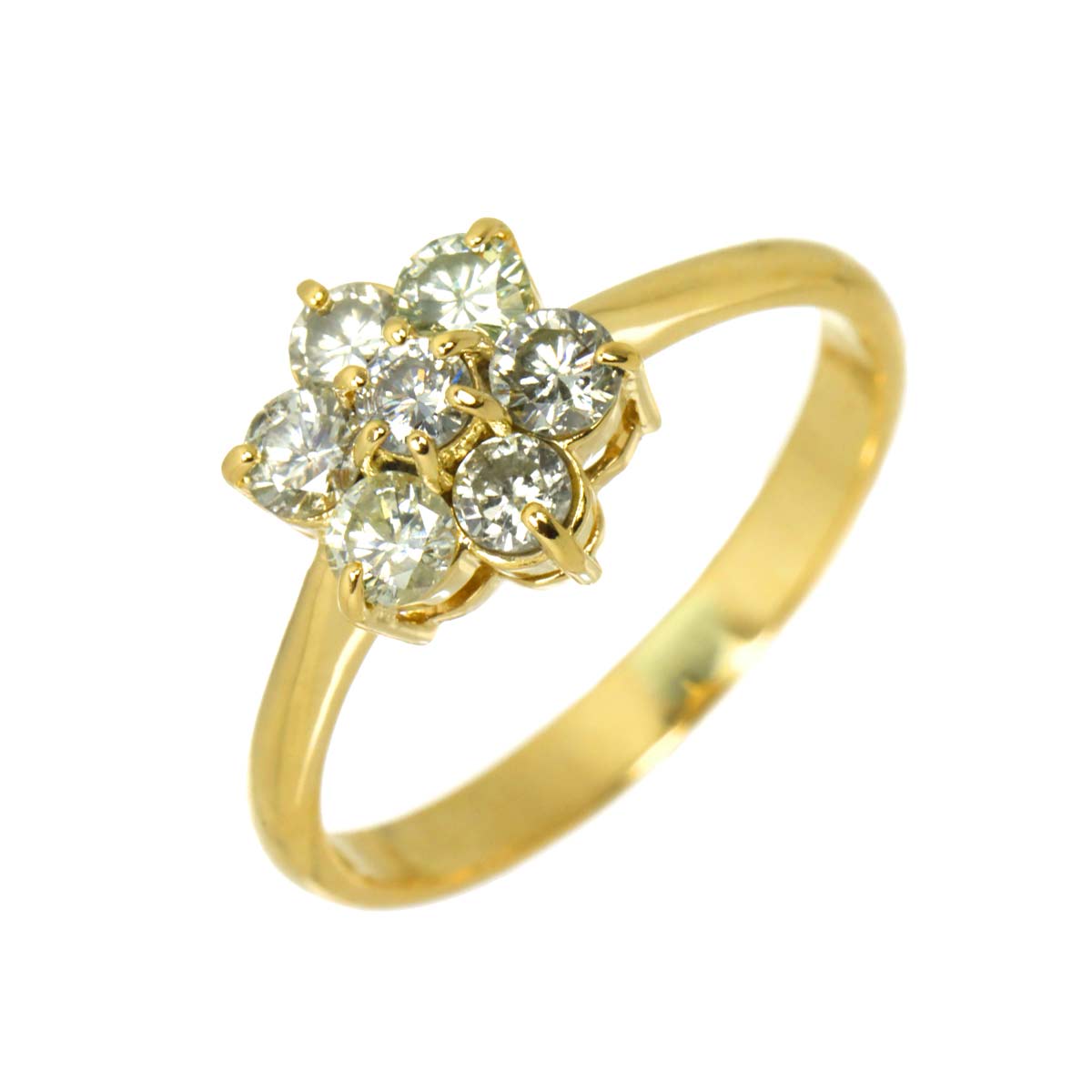 Diamond 0.50ct Ring 18K YG Yellow Gold 750 Size4.5-4.75(US)