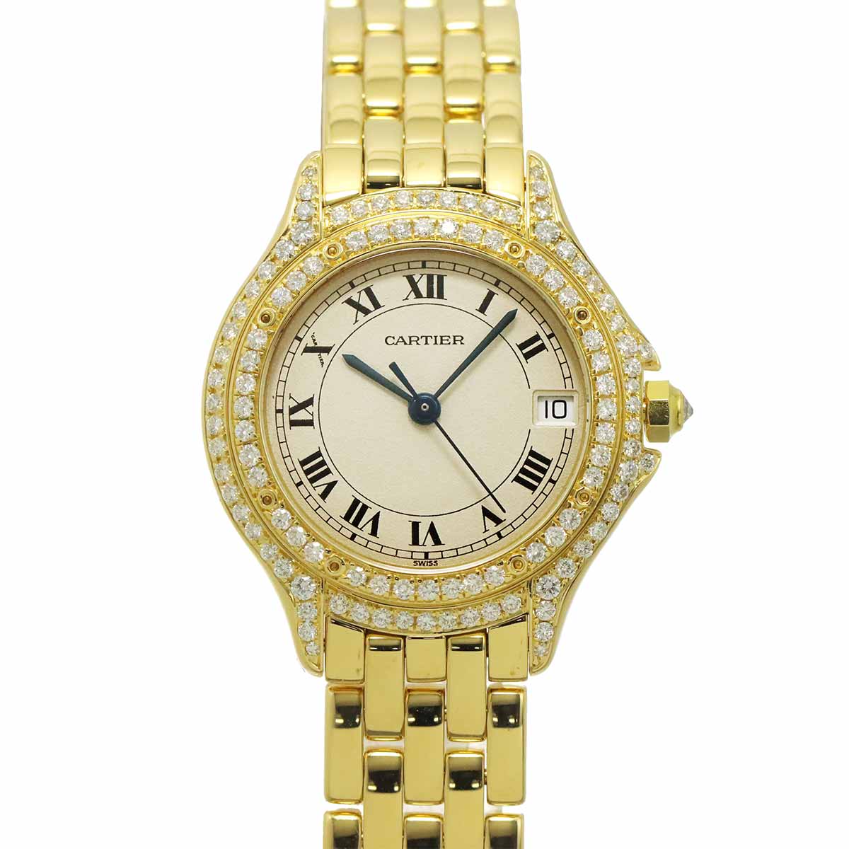 panthere cougar WF8003B9 K18YG Diamond Date Cream Dial Watch