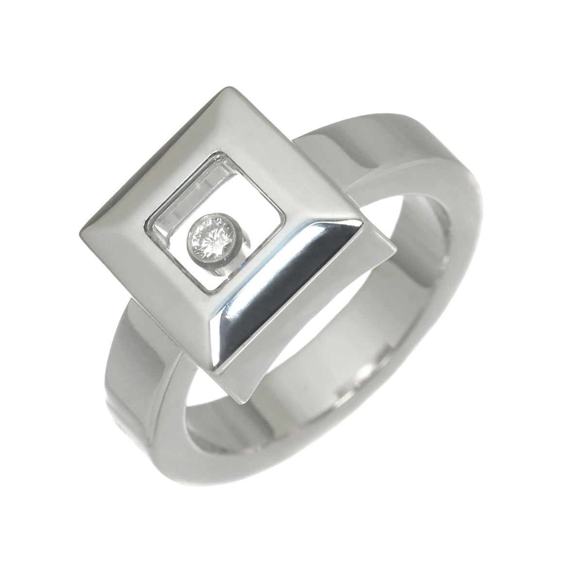 Happy Diamond Square Ring 18K WG 750 Size4.75-5(US)