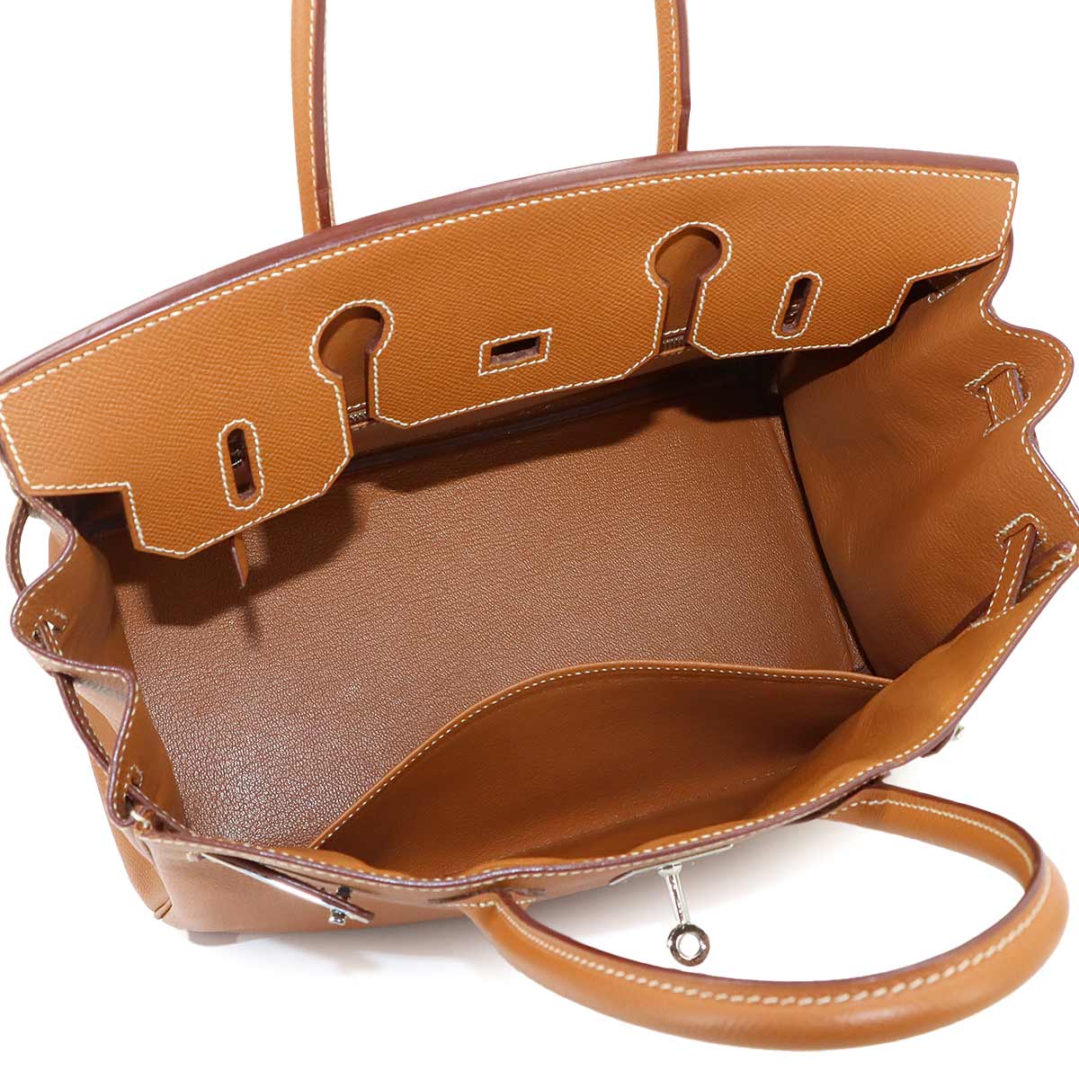 Birkin 30 Hand Bag Epsom Leather Gold Brown Purse