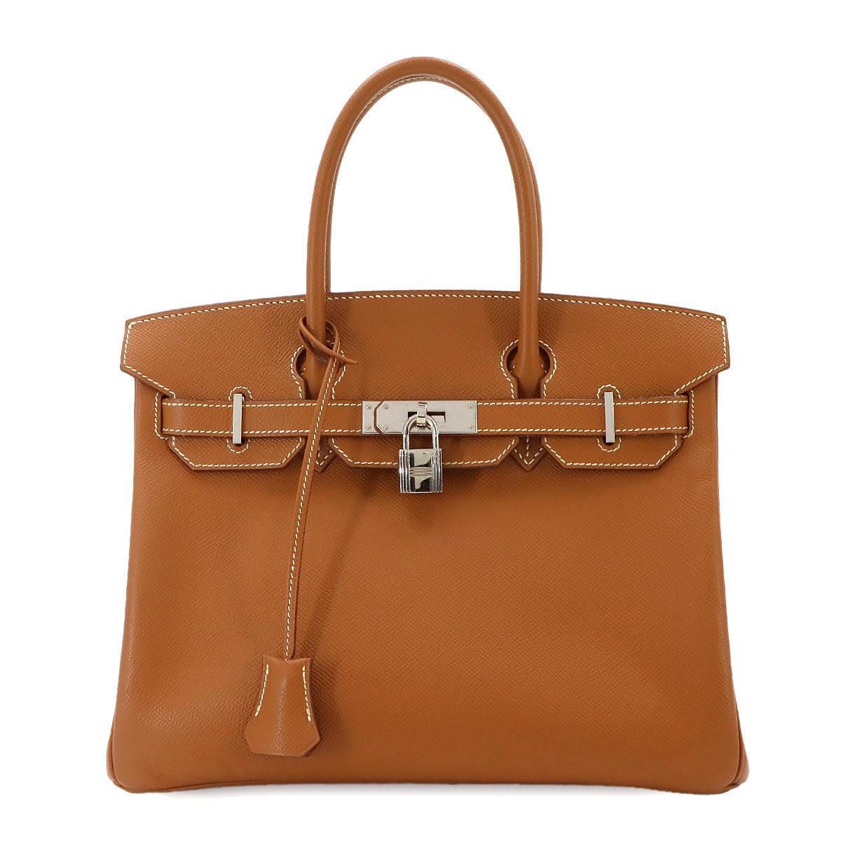 Birkin 30 Hand Bag Epsom Leather Gold Brown Purse