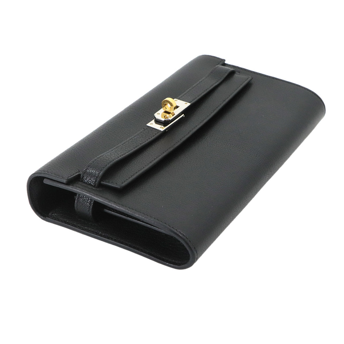 Kelly To Go Shoulder Wallet Chevre Chamkila Black Purse