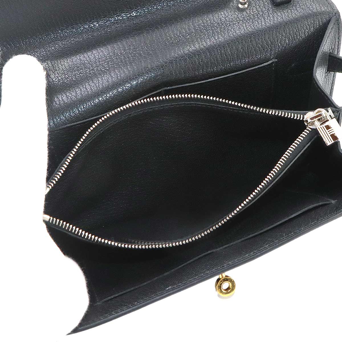 Kelly To Go Shoulder Wallet Chevre Chamkila Black Purse