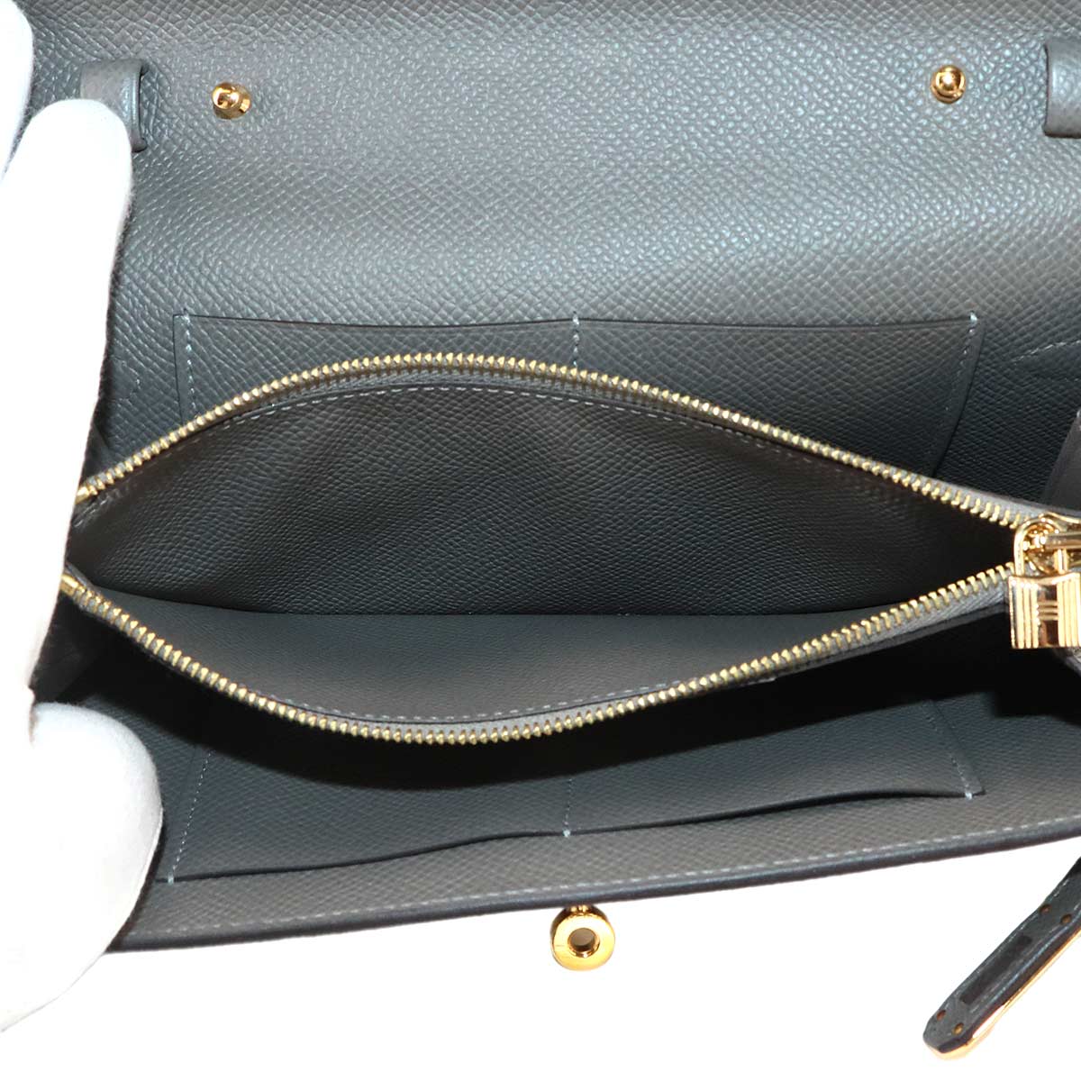 Kelly To Go Shoulder Wallet Epsom Gris Meyer Purse