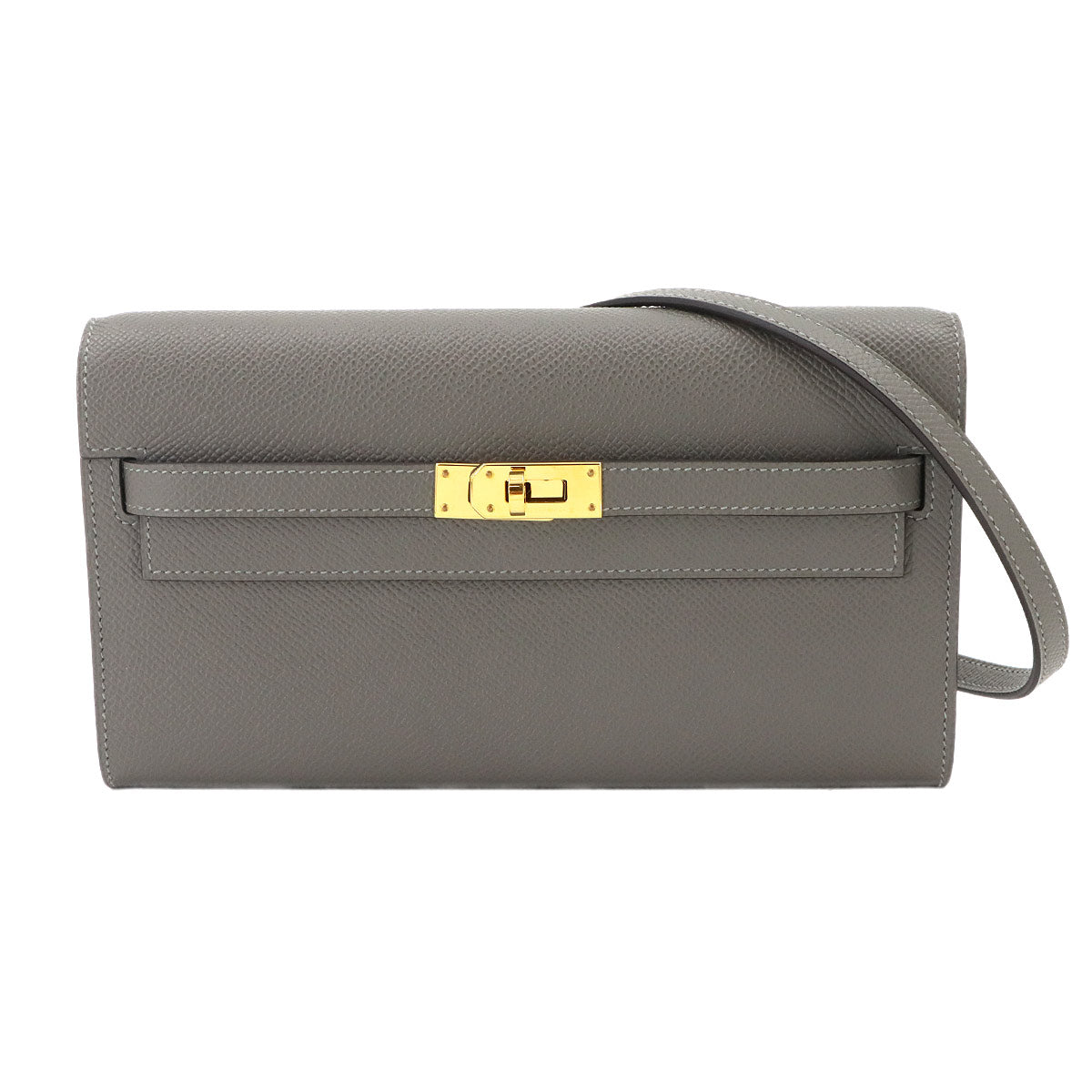 Kelly To Go Shoulder Wallet Epsom Gris Meyer Purse