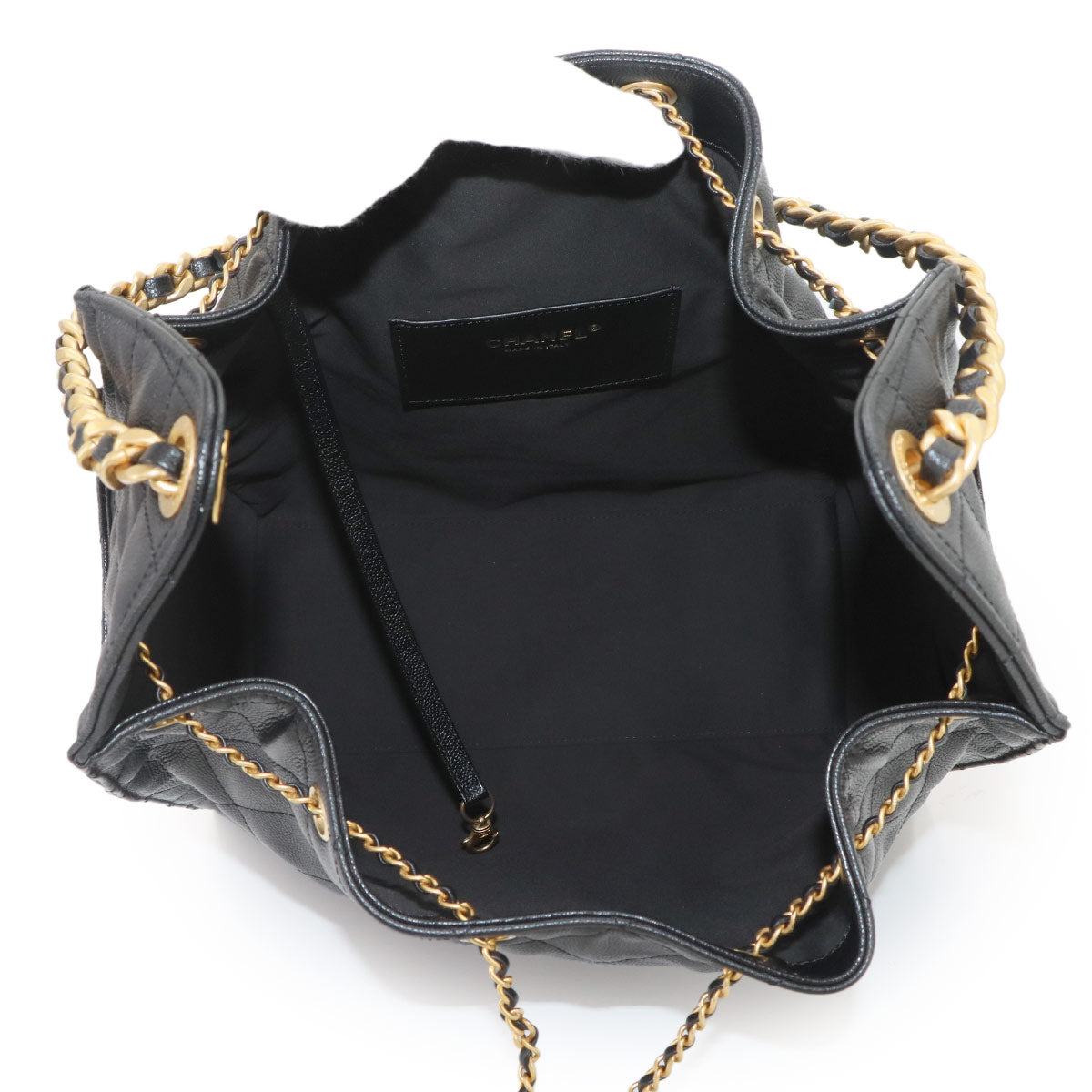 CHANEL 25 Chain Shoulder Bag Leather Black AS5311