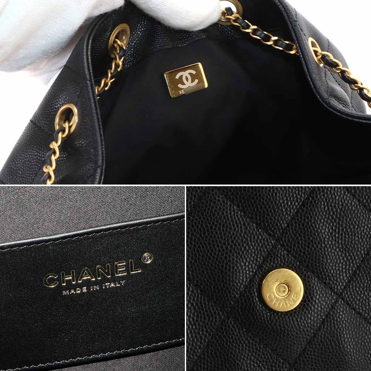 CHANEL 25 Chain Shoulder Bag Leather Black AS5311