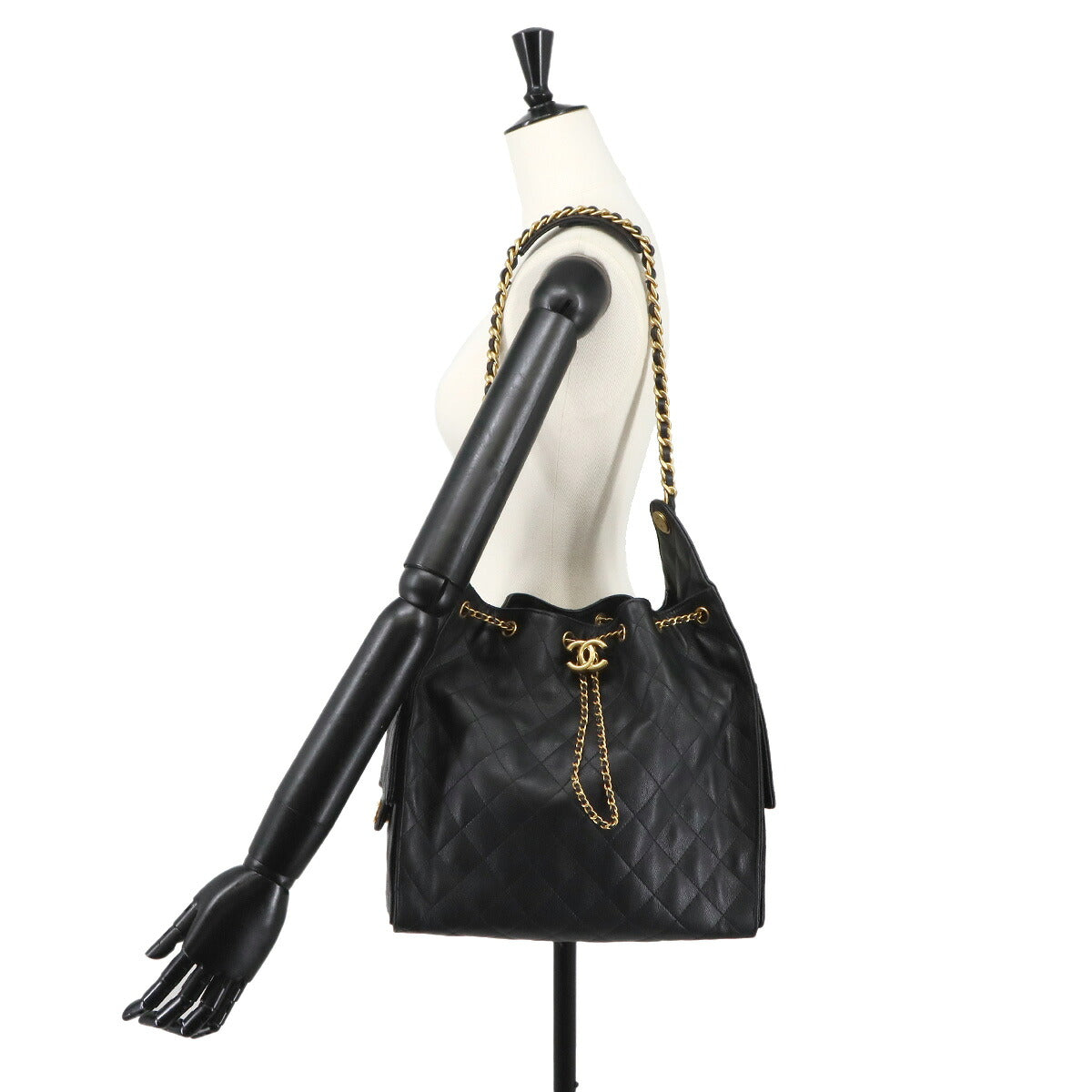 CHANEL 25 Chain Shoulder Bag Leather Black AS5311