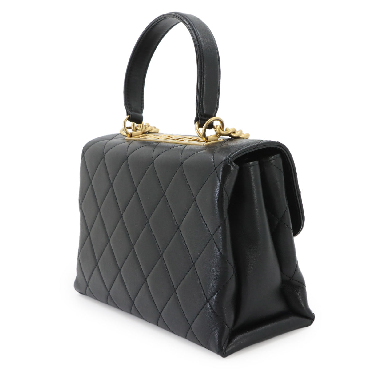 Trendy CC 2way Hand Chain Shouder Bag Leather Black