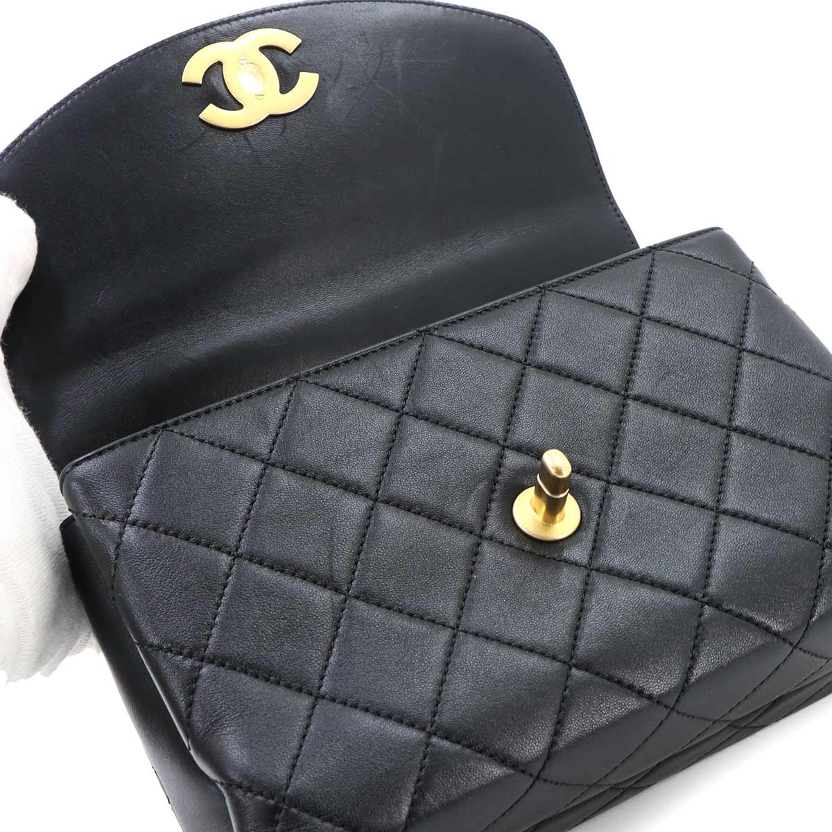 Trendy CC 2way Hand Chain Shouder Bag Leather Black