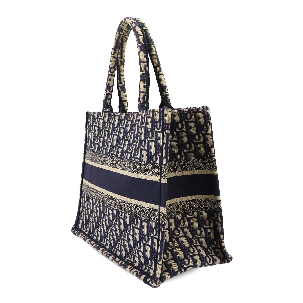 Oblique Book Tote Medium Bag Canvas Navy M1296ZRIW