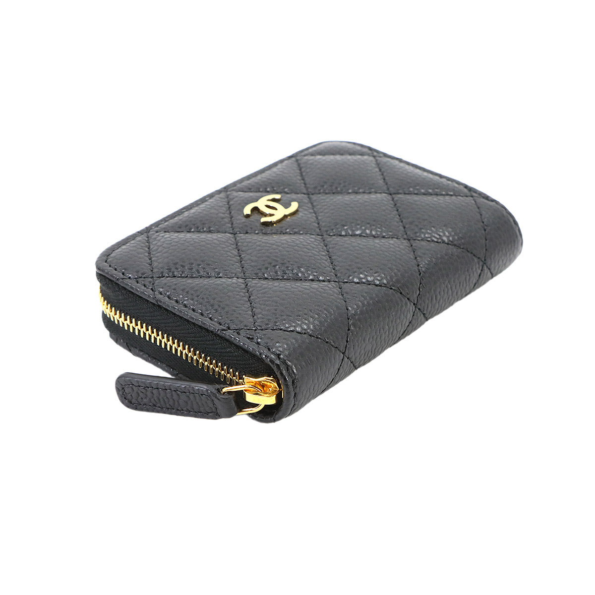 Matelasse Classic Zipped Coin Purse Leather Black AP0216