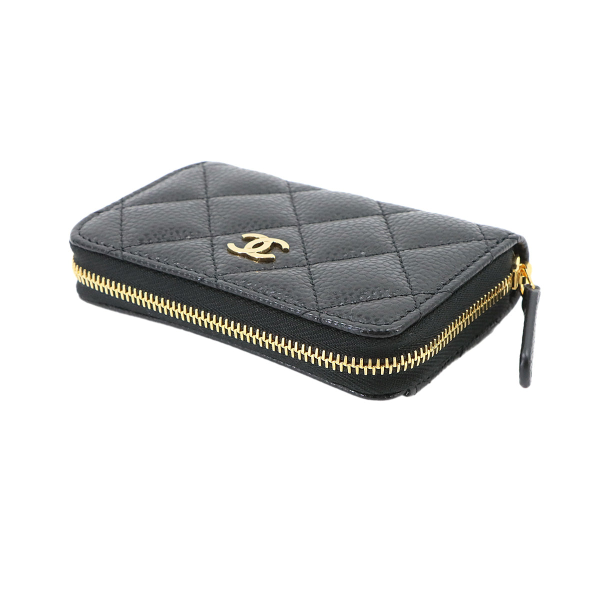 Matelasse Classic Zipped Coin Purse Leather Black AP0216