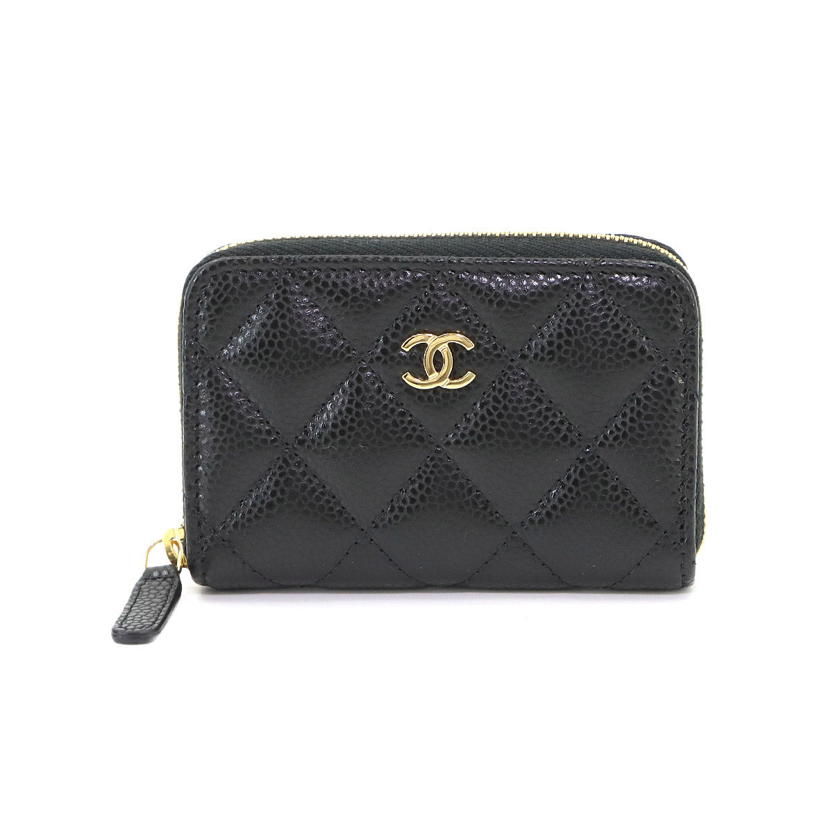 Matelasse Classic Zipped Coin Purse Leather Black AP0216